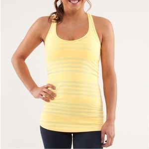NWT Lululemon Cool Racerback Tank Ocean Stripe Mellow Lemon Mac & Cheese Yellow